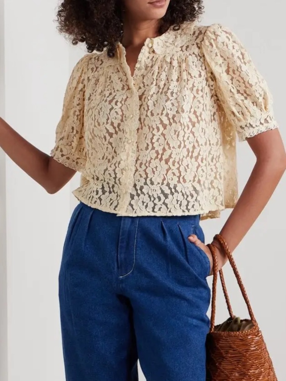 Doen Lenore Crochet-Trimmed Lace Top